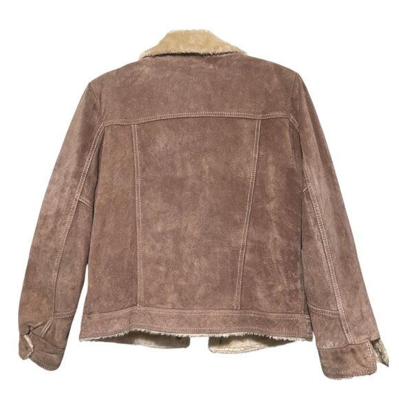 Vintage Grande Bay Suede Trucker Jacket 44 Sherpa Faux Fur Lined Western Cowboy - Picture 12 of 15